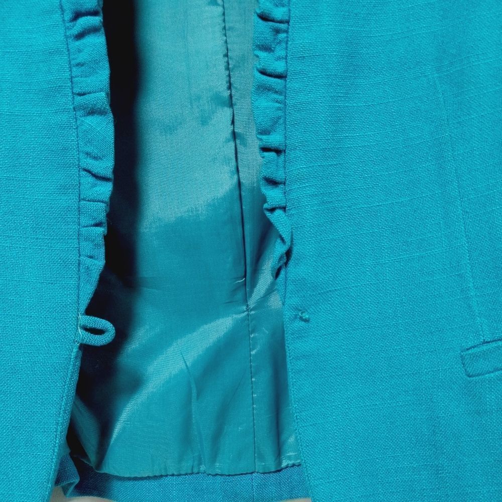CASSIDY Vintage Cropped Linen Ruffalo Trimmed Jacket 6/8 - Picture 13 of 15